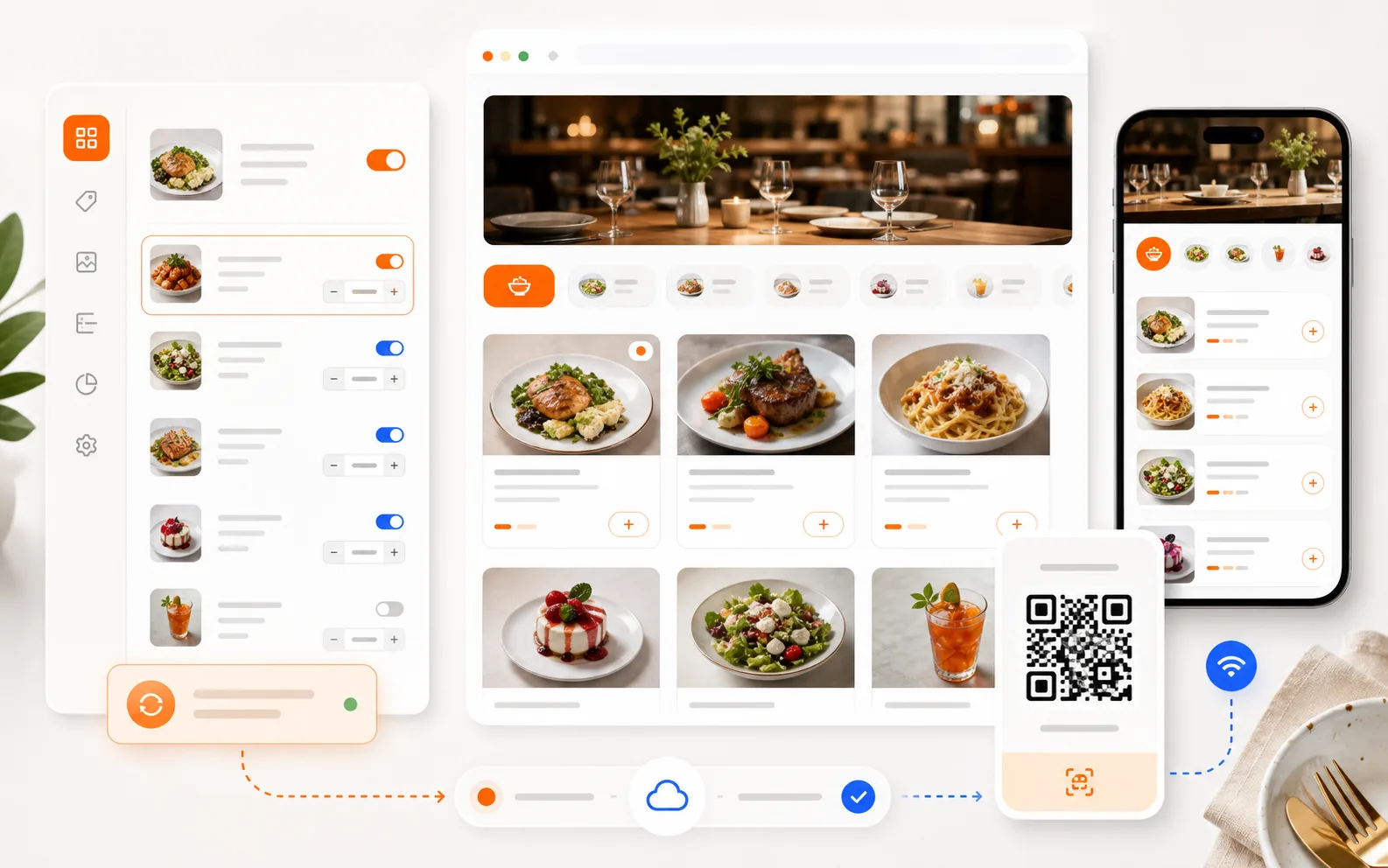 Cyfrowe menu restauracji jako widget z kodem QR